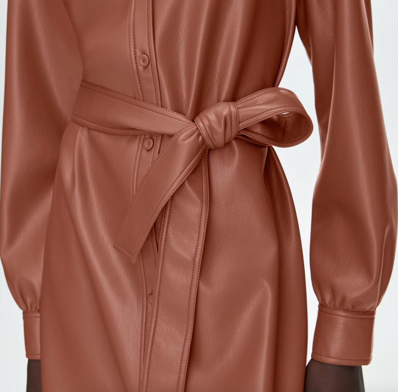 Wilfred Caroline Brown Pleather Dress, Size S