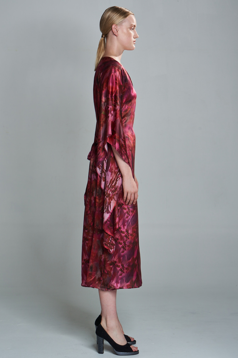 Javad Red Silk Floral Dress, Size O/S