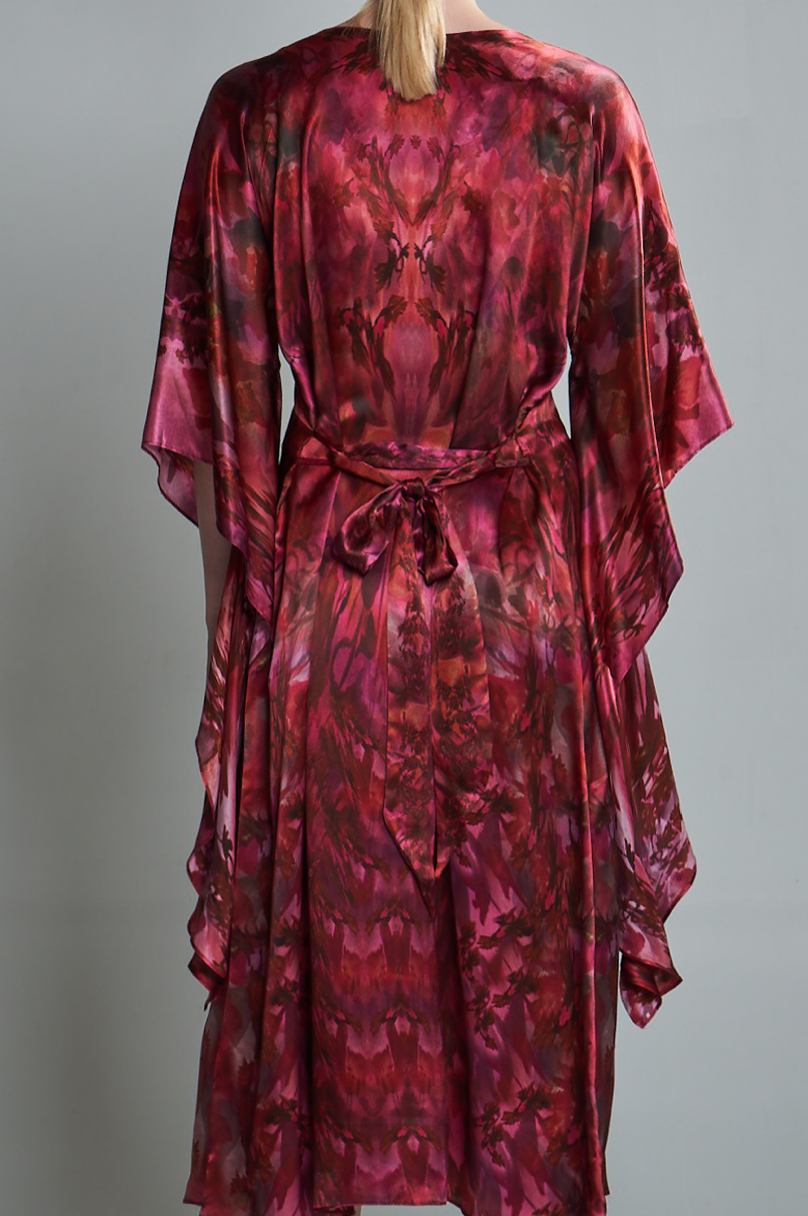 Javad Red Silk Floral Dress, Size O/S