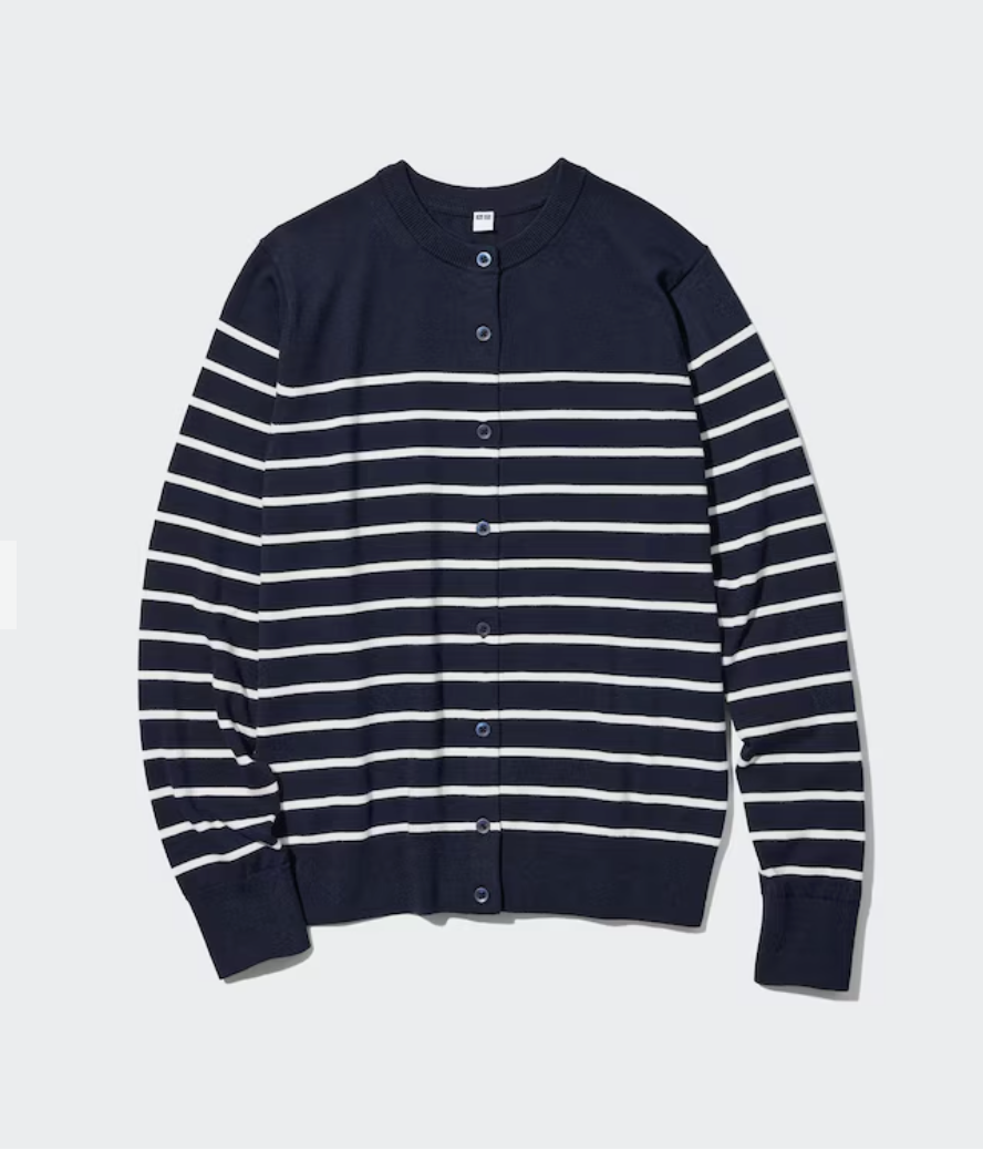 Uniqlo Navy Striped Cardigan, Size M
