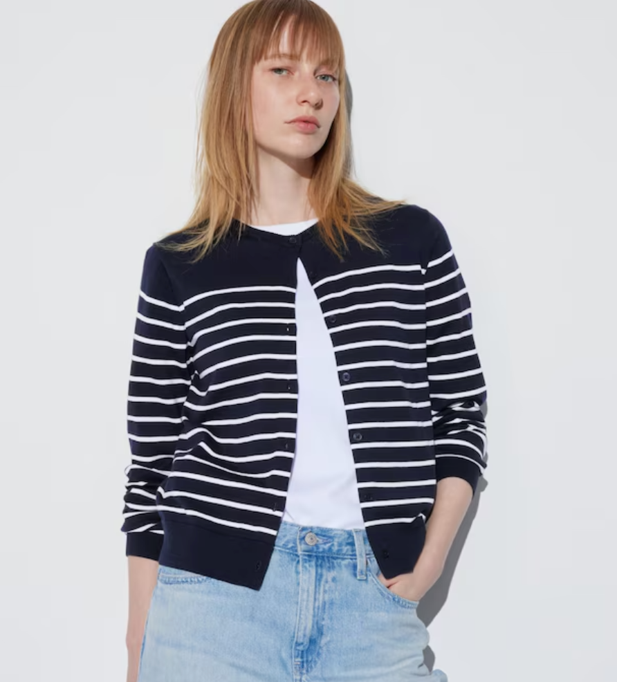 Uniqlo Navy Striped Cardigan, Size M