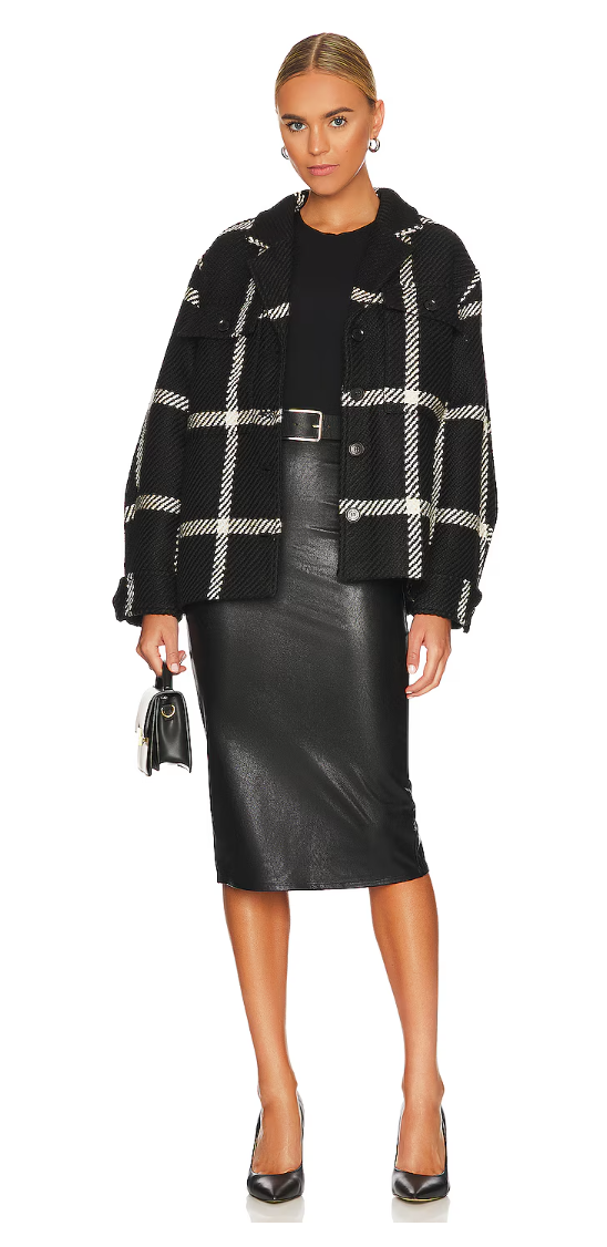 Commando Faux Leather Midi Skirt, Size L