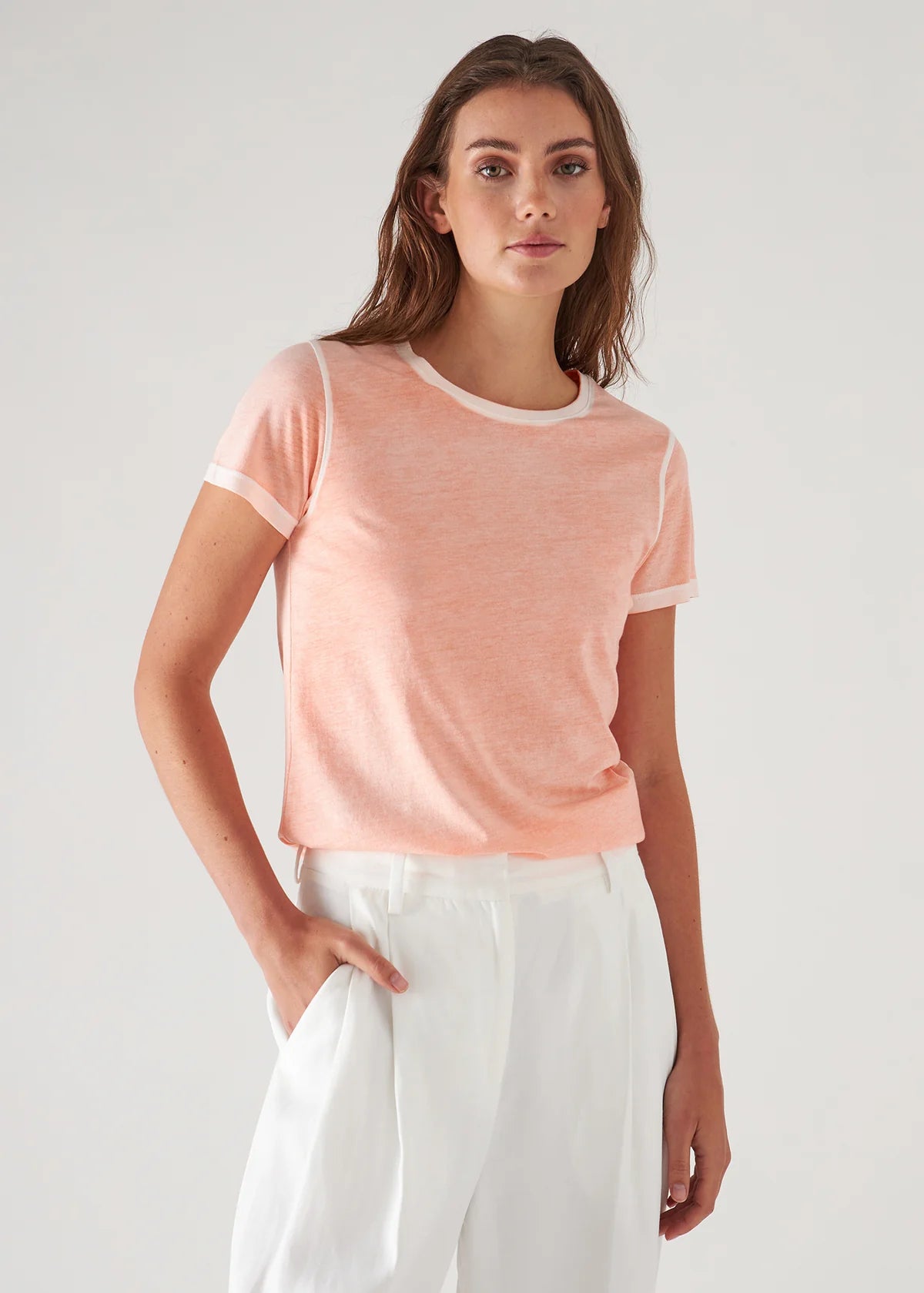 Patrick Assaraf Orange Cotton T-Shirt, Size S