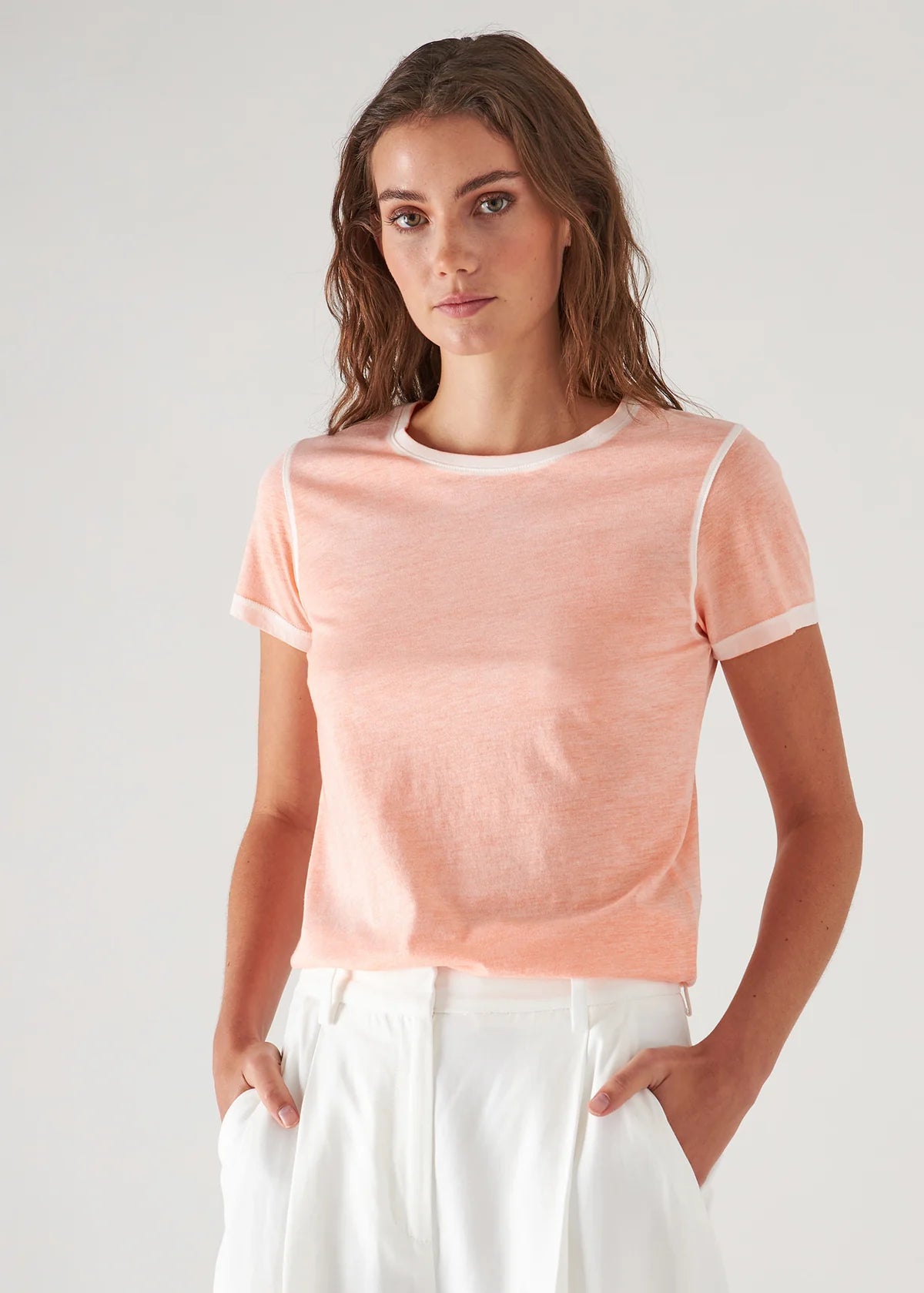 Patrick Assaraf Orange Cotton T-Shirt, Size S