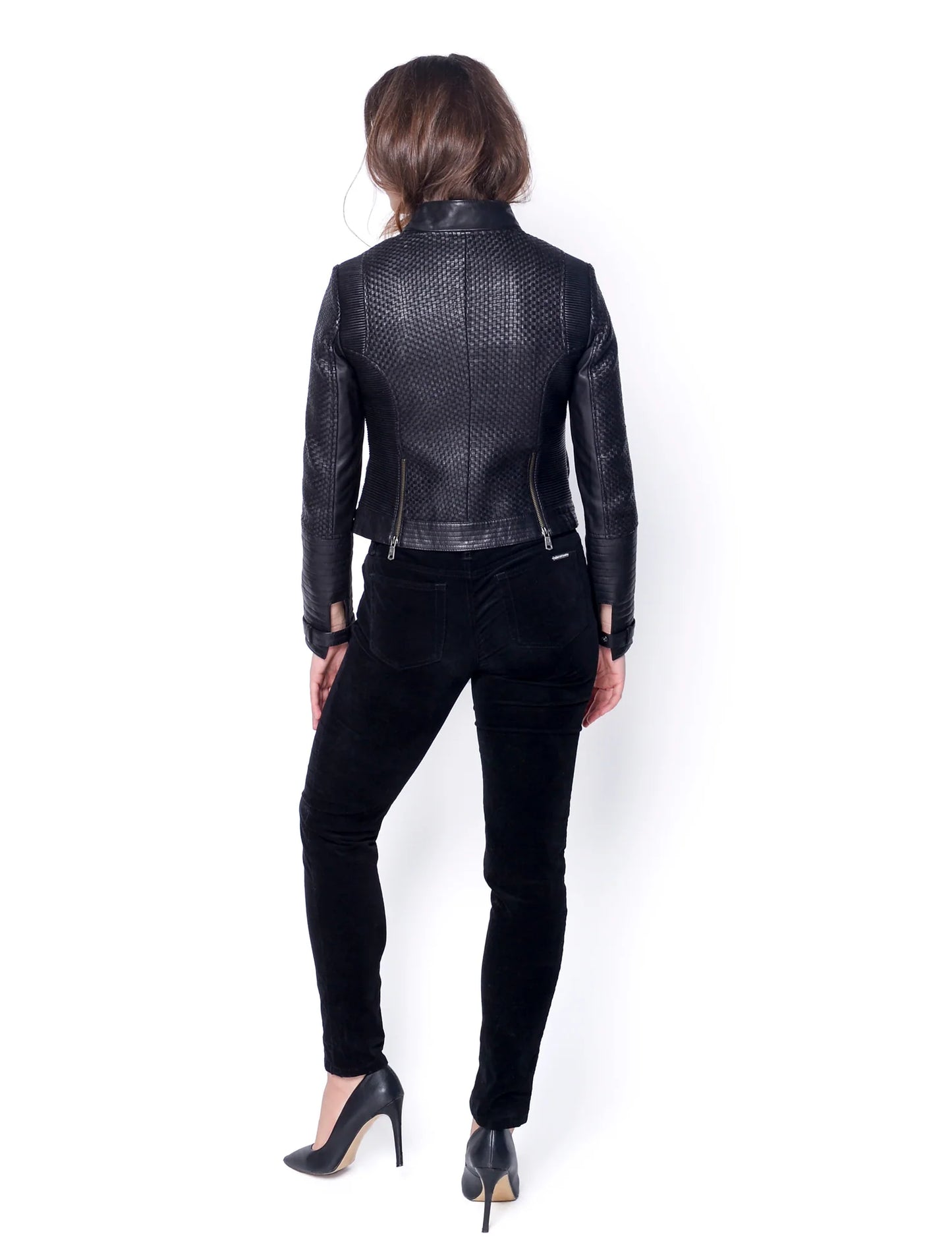 Malkia Rajani Black Basket Weave Textured Jacket, Size L