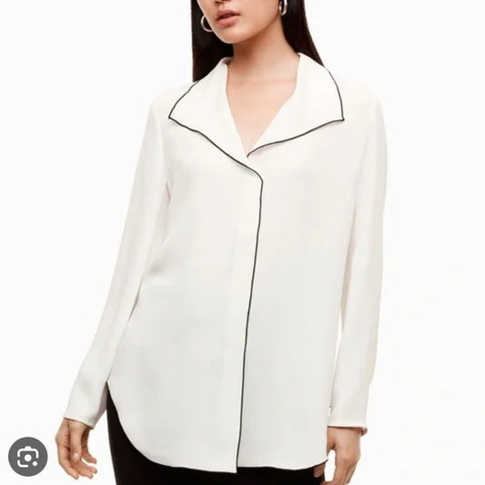Babaton Rena Blouse White & Black Stitch, Size S