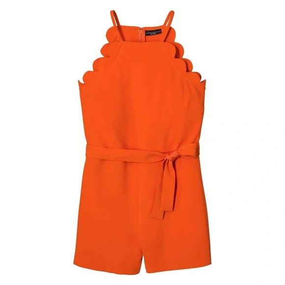 Victoria Beckham Orange Scallop Romper, Size S
