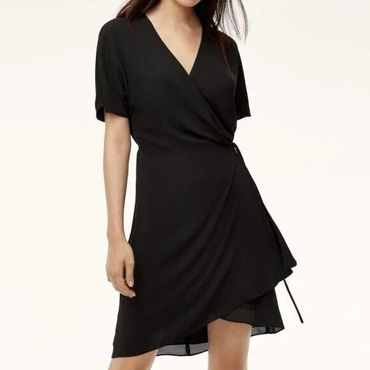 Babaton Wallace Black Wrap Dress, Size M