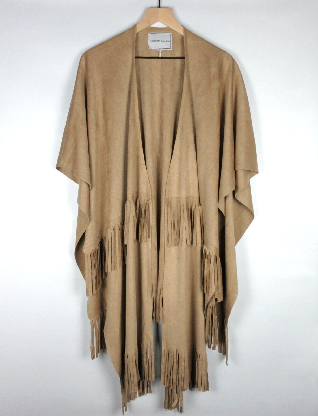 Andersen & Lauth Tan Fringe Shawl, Size O/S