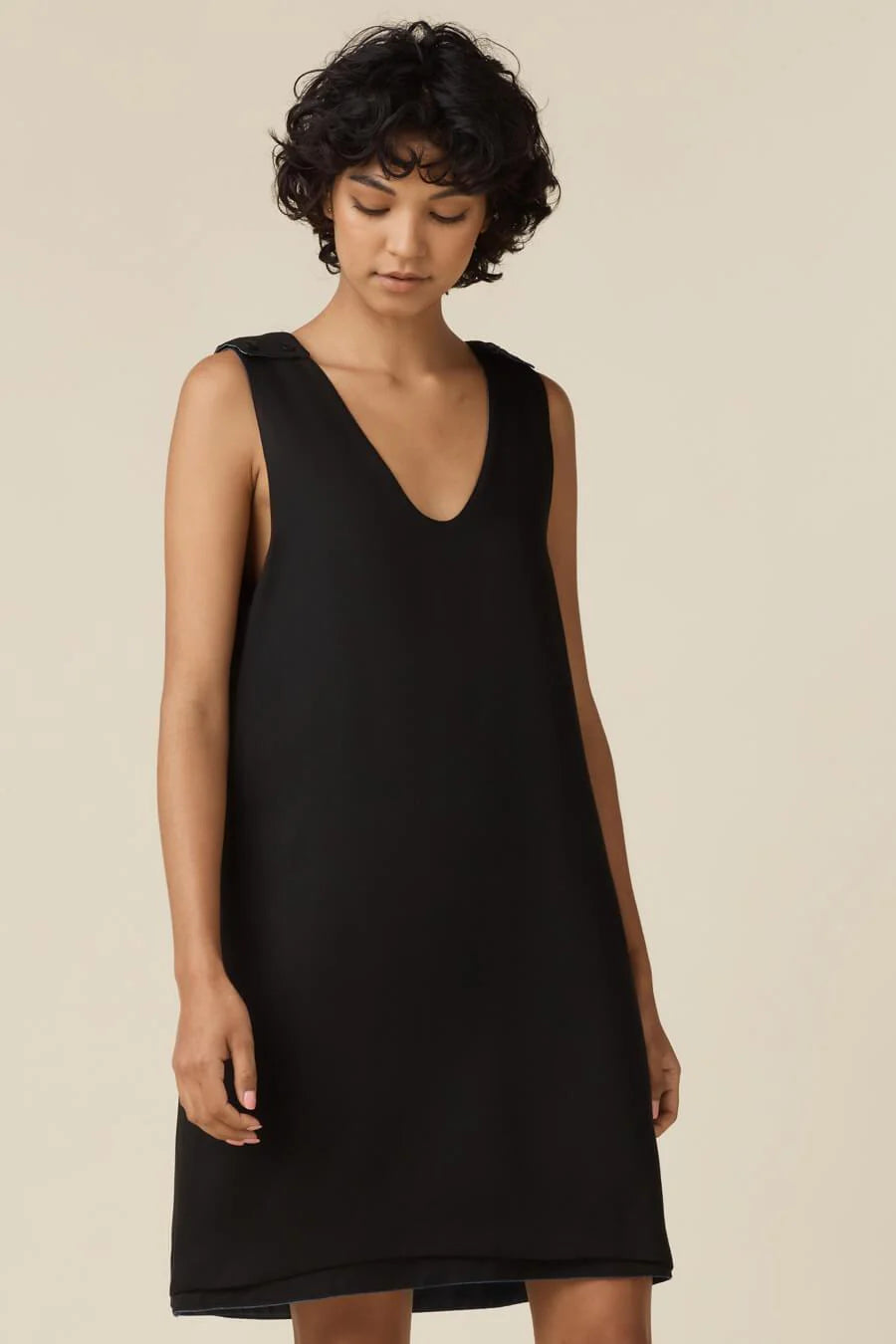 Vetta Reversible Denim & Black Dress, Size L