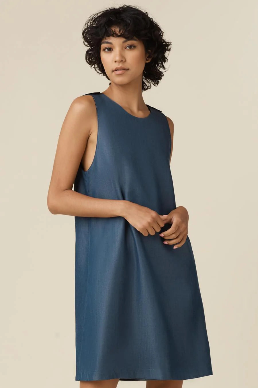 Vetta Reversible Denim & Black Dress, Size L