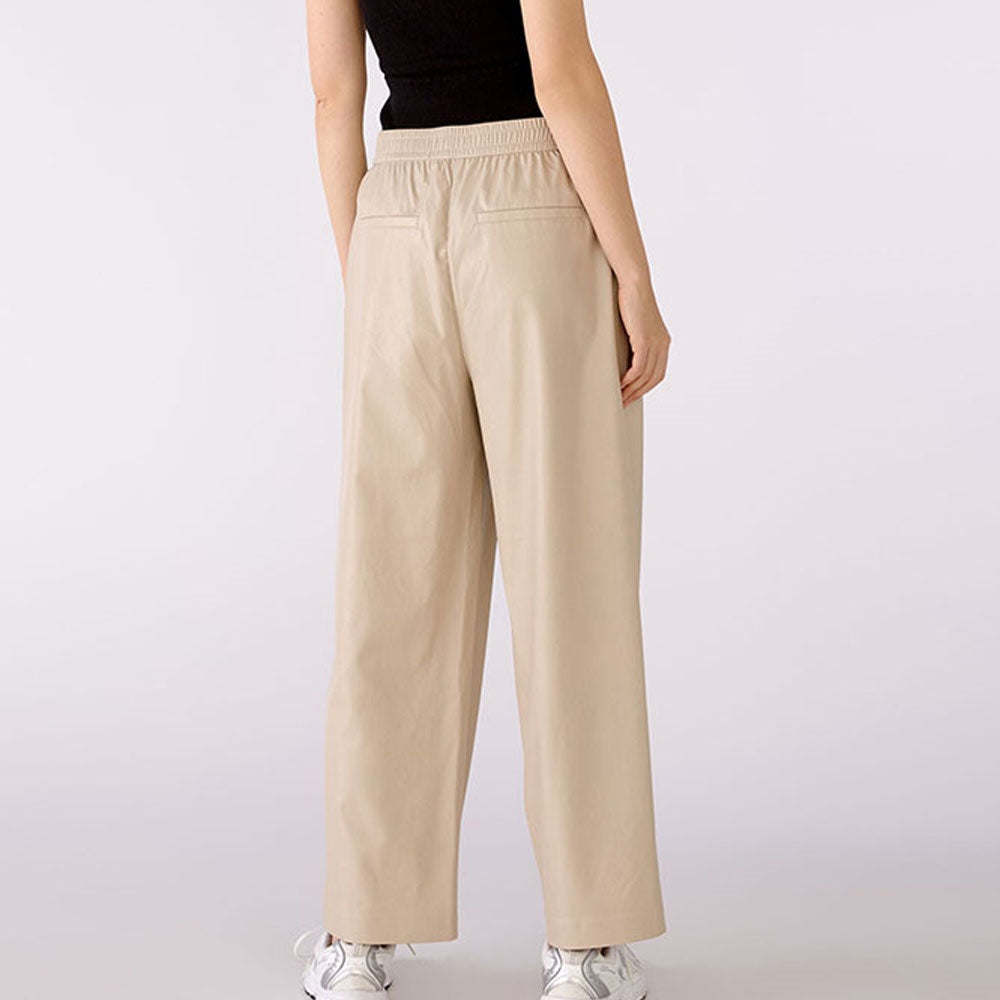 Oui Faux Leather Cream Pull On Trousers, Size 4