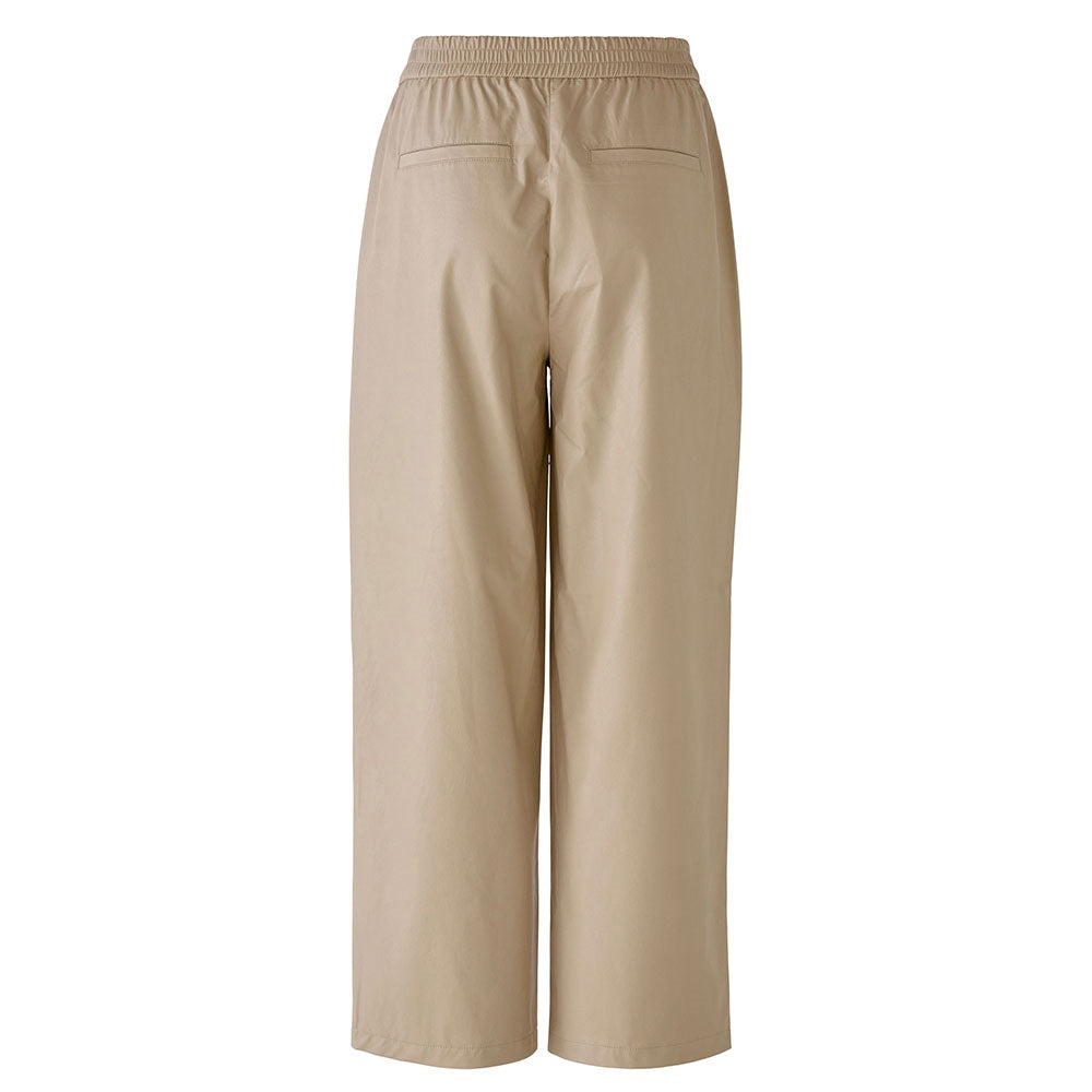 Oui Faux Leather Cream Pull On Trousers, Size 4