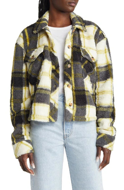 Thread & Supply Crop Fleece Plaid Jacket, Size M