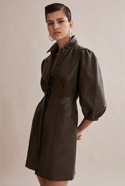 Country Road Brown Leather Dress, Size 4