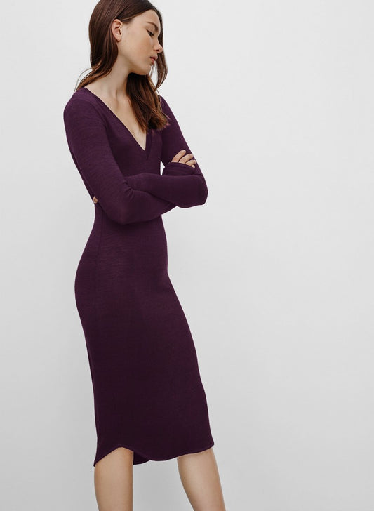 Wilfred Free Lisière Purple Jersey Maxi Dress, Size XS