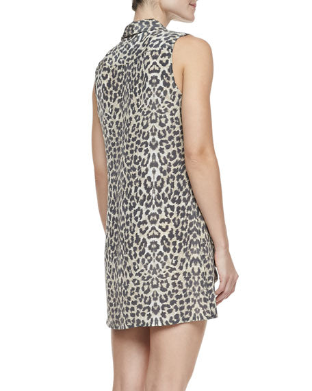 Equipment Cheetah Print Silk Dress, Size L