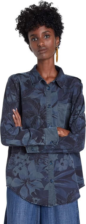 Desigual Dark Wash Navy Floral Top, Size L