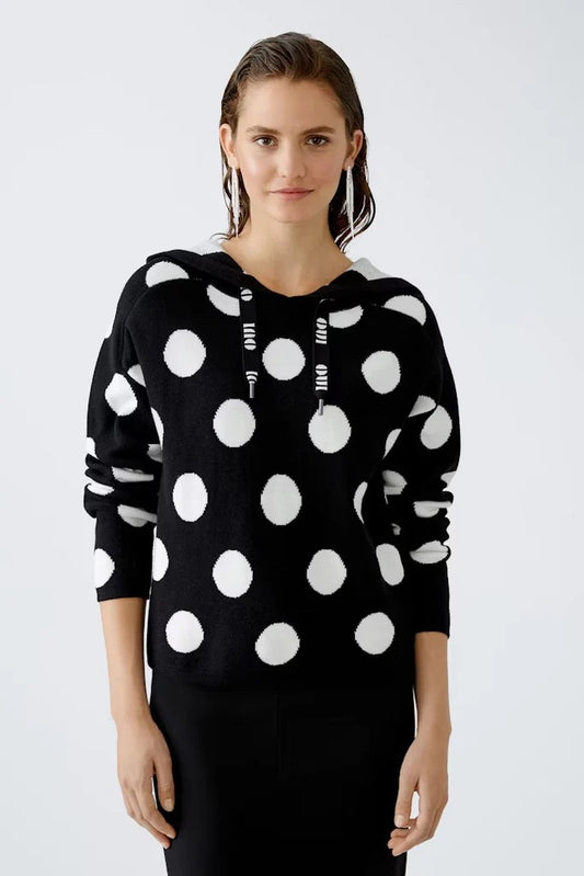 Oui Black Spotted Hoodie, Size 12