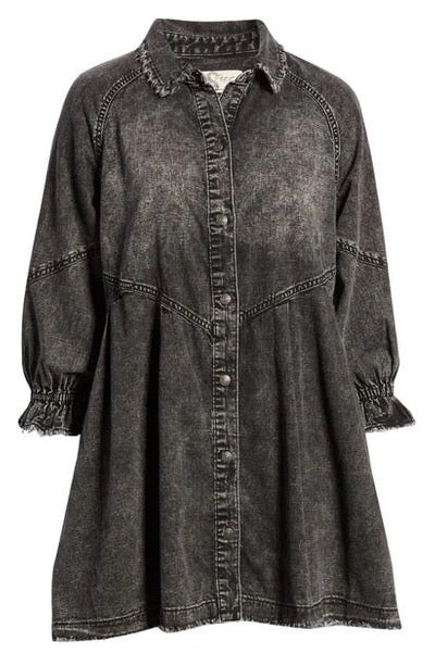 Free People Hannah Mini Black Denim Dress, Size S