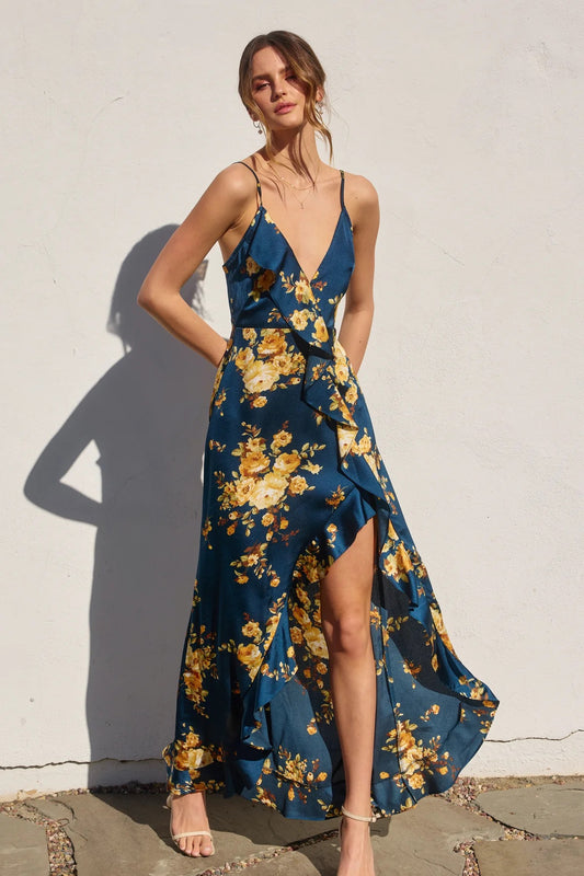 The Latest Scoop Blue Floral Maxi Dress, Size S