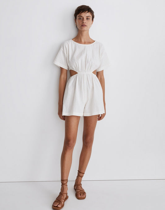 Madewell White Cutout Romper, Size XXS