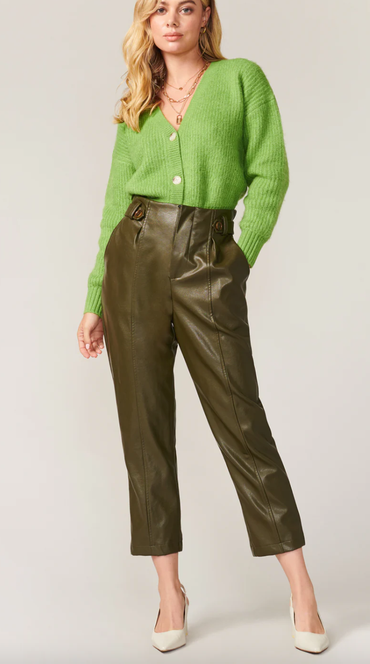 Greylin Vegan Leather Olive Pant, Size M