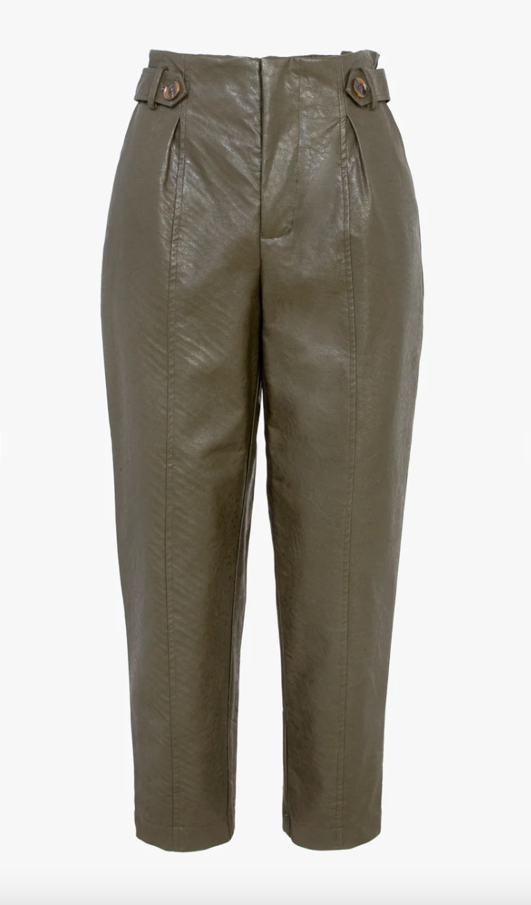 Greylin Vegan Leather Olive Pant, Size M