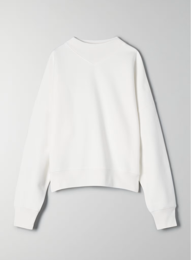 Wilfred White Cropped Mock-Neck Sweater, Size XS