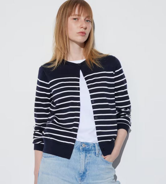 Uniqlo Navy Striped Cardigan, Size M