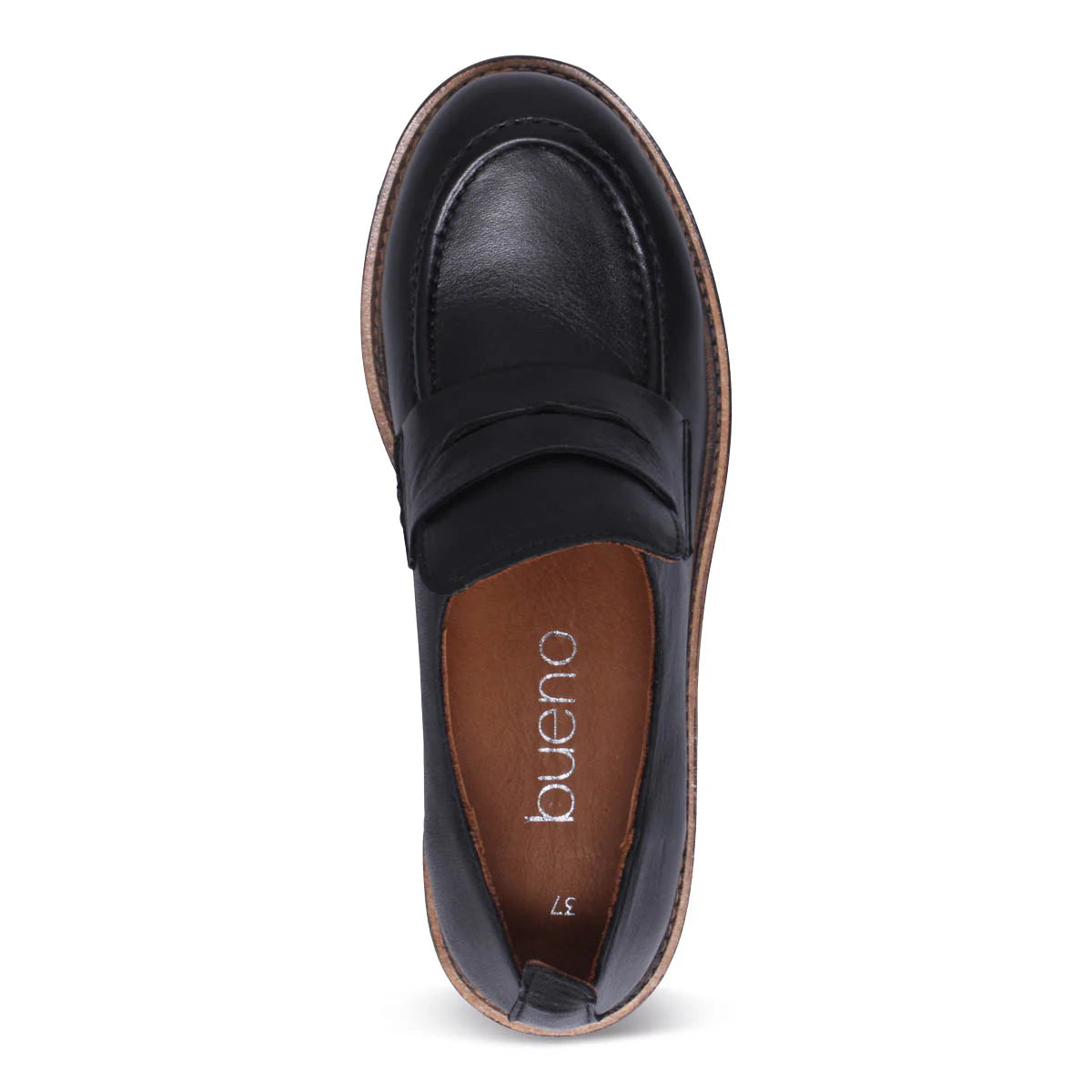 Bueno Black Genuine Leather Loafers, Size 9