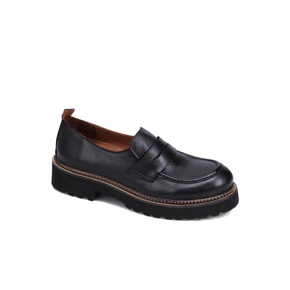 Bueno Black Genuine Leather Loafers, Size 9