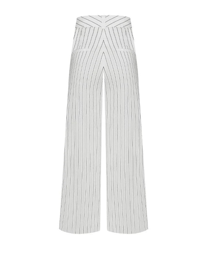 Cambio White Pinstripe Pants, Size 8