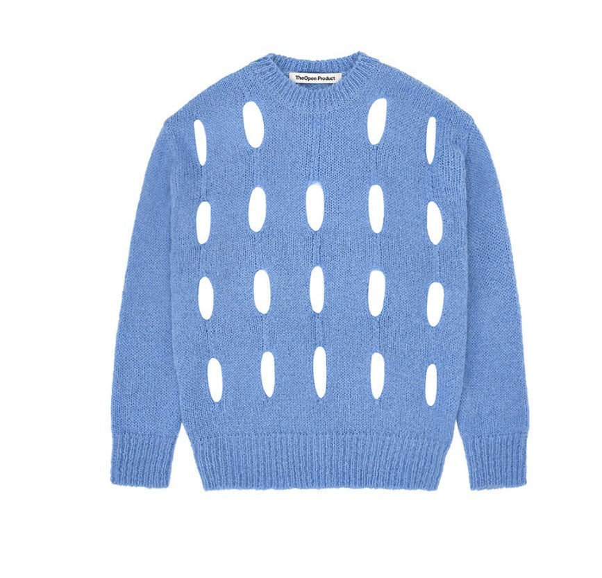 The Open Product Blue Cut Out Sweater, Size M