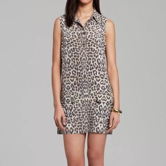 Equipment Cheetah Print Silk Dress, Size L