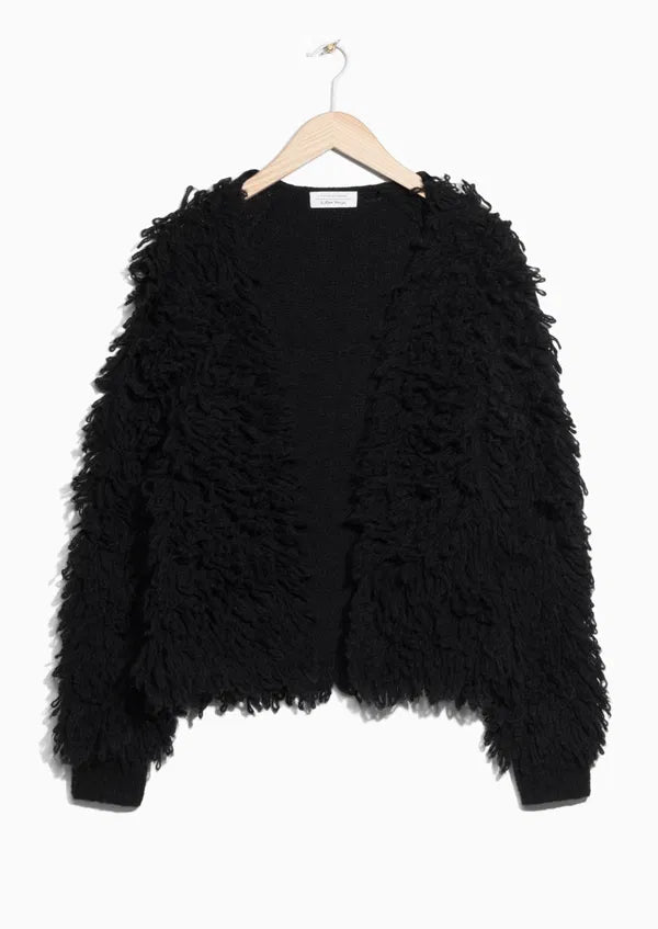 Los Angeles & Other Stories Shaggy Black Jacket, Size M